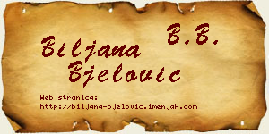 Biljana Bjelović vizit kartica